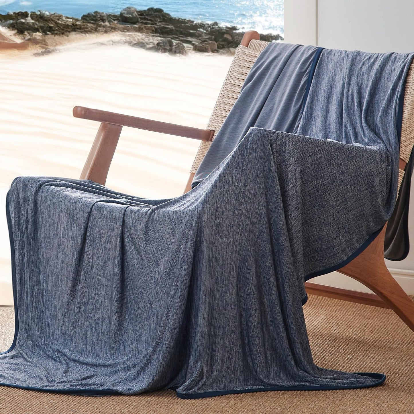 Bedsure Cooling Blanket for Hot Sleepers - Cold Blanket Queen Size for Sleeping, Ice Summer Cool Bedding with Rayon Derived from Bamboo, Lightweight Arc-Chill Thin Room Bed Cooling Essentials, 90x90