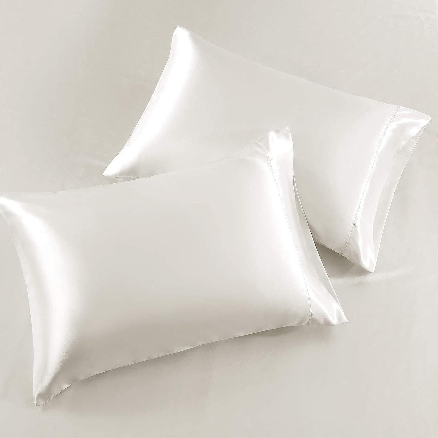 Pure Eco Silk Satin BedSheet Set 4 Piece Full XL Size (54x80)+ 16 Inch Deep Pocket White Color Cooling Soft and Silk Satin Sheets Full XL Size Bedding Set