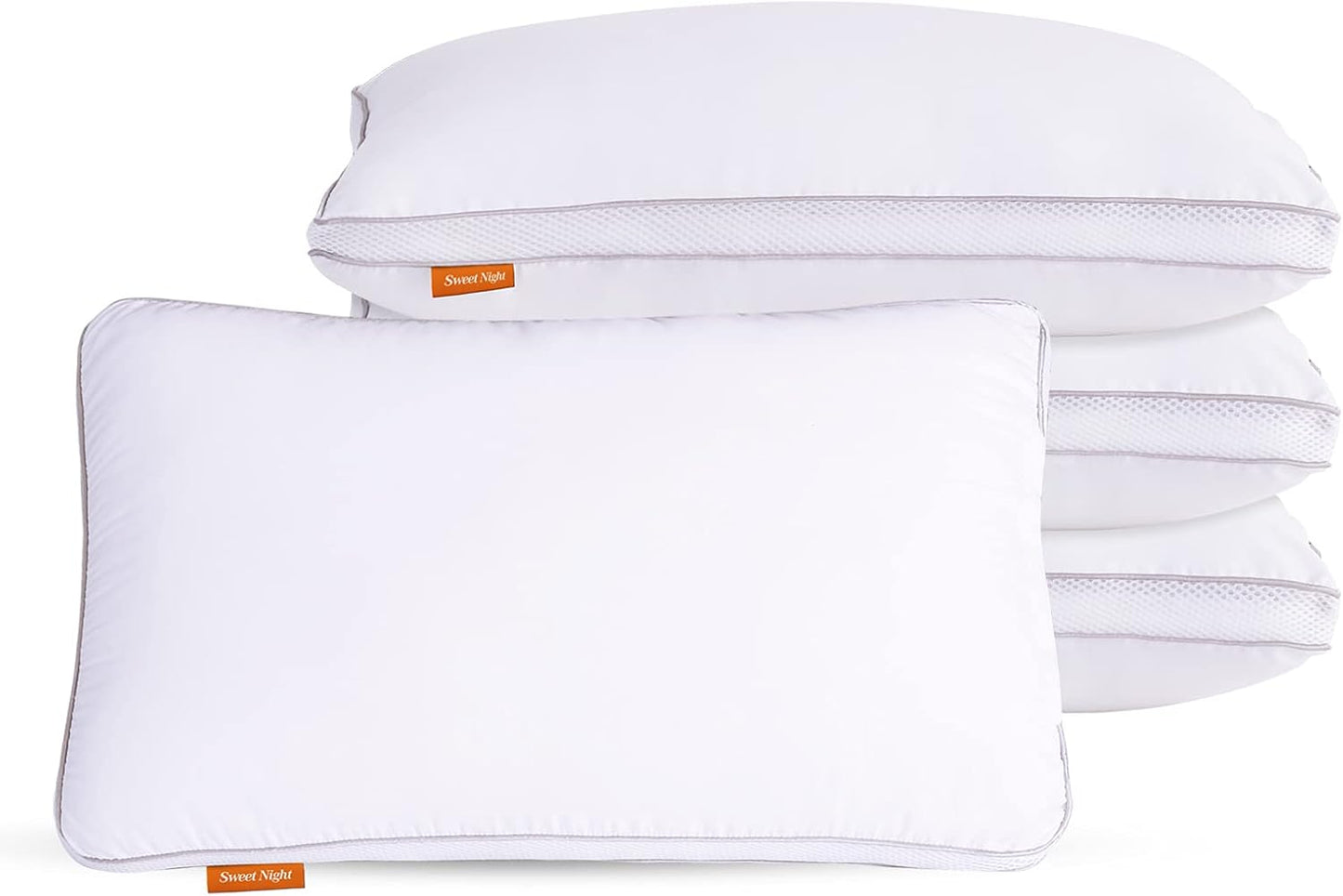 Sweetnight Bed Pillows Queen Size Set of 2, Fluffy Luxury Hotel Pillows Collection Gusseted for Neck and Shoulder, Side Back Stomach Sleeper Pillow, Cozy Night 18"X28"