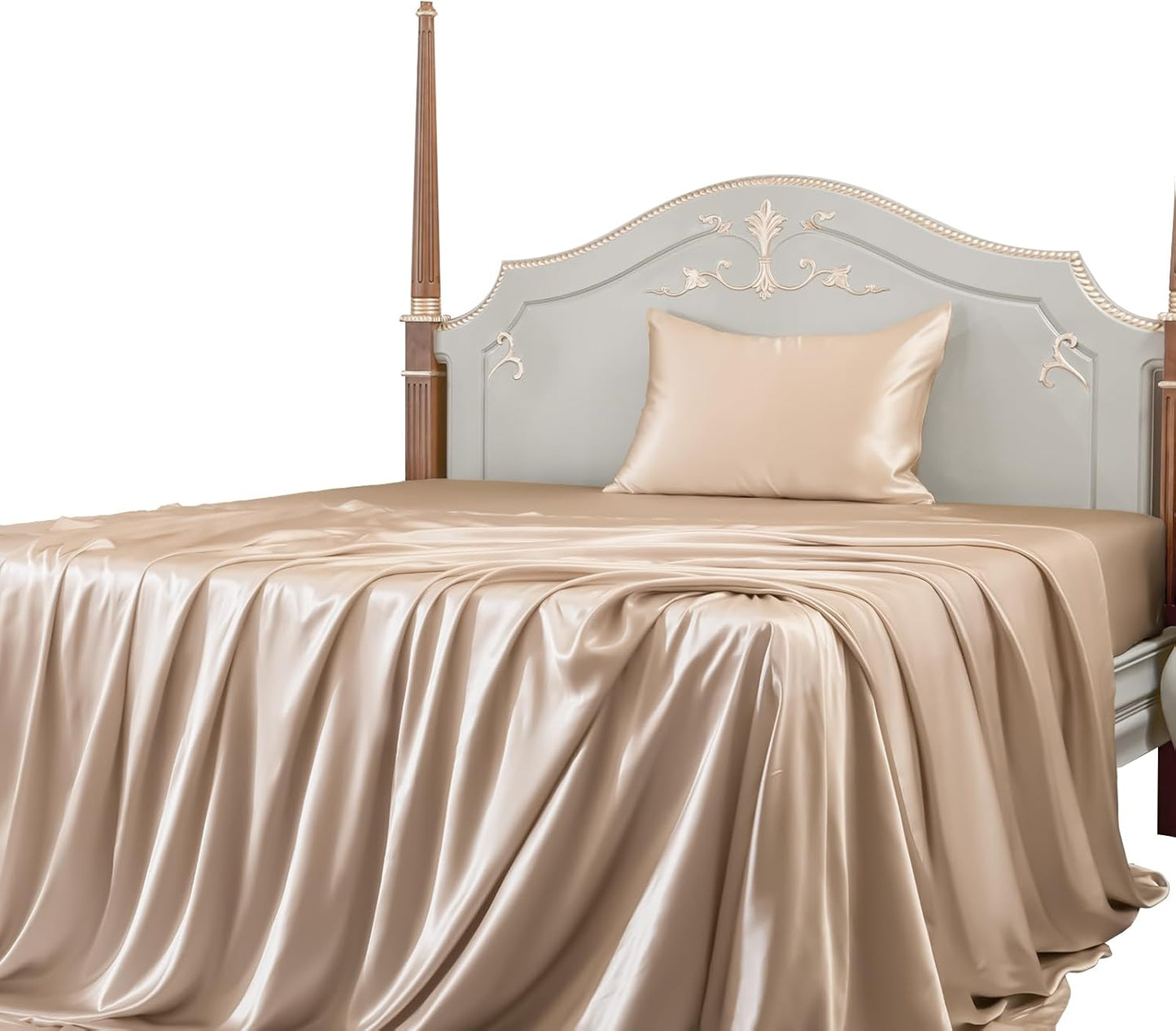 PROMEED Upgraded 23 Momme Pink Silk Sheets Queen Size Set 4 Pieces, Natural Mulberry Silk Cooling Bed Sheets and Pillowcase Sets (Pink, Queen)