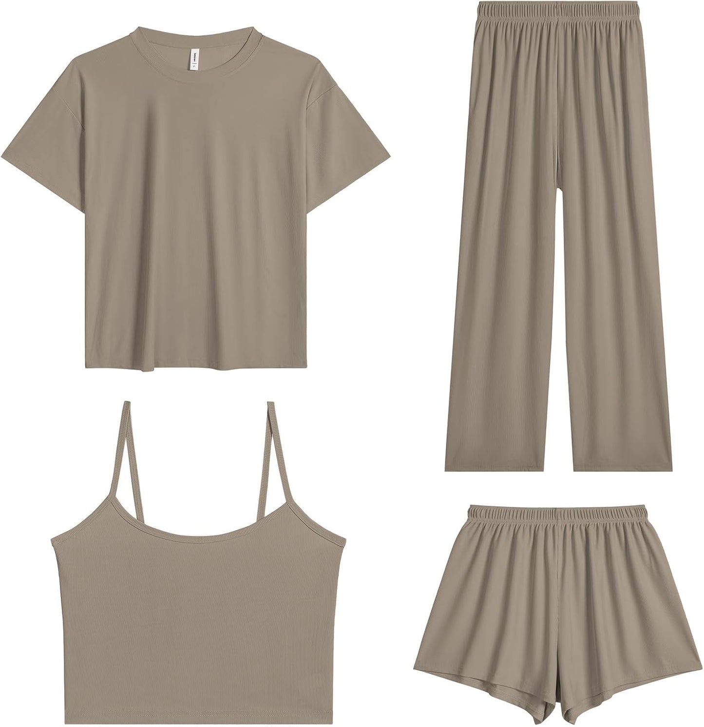 Women's Pajamas Set - Ice Silk Four-Piece Pajama Set Sexy Pajamas Loungewear