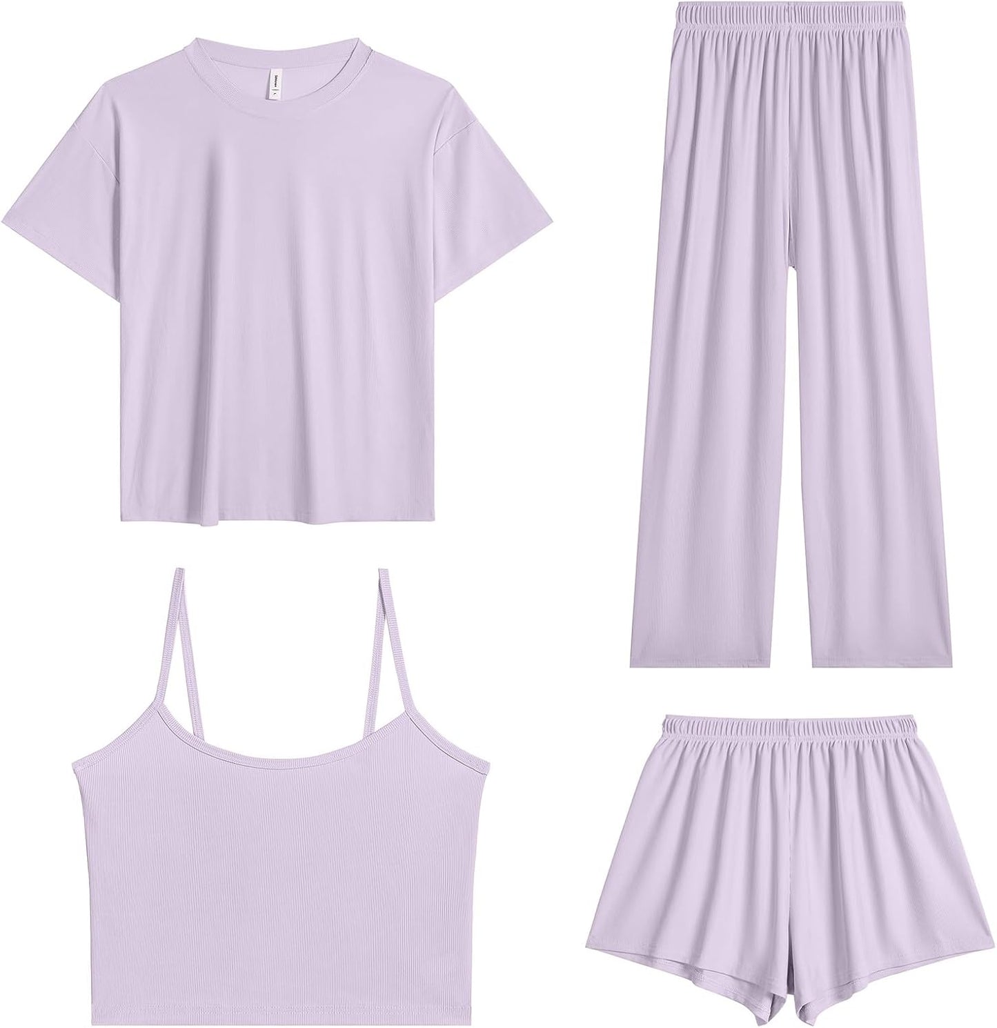 Women's Pajamas Set - Ice Silk Four-Piece Pajama Set Sexy Pajamas Loungewear