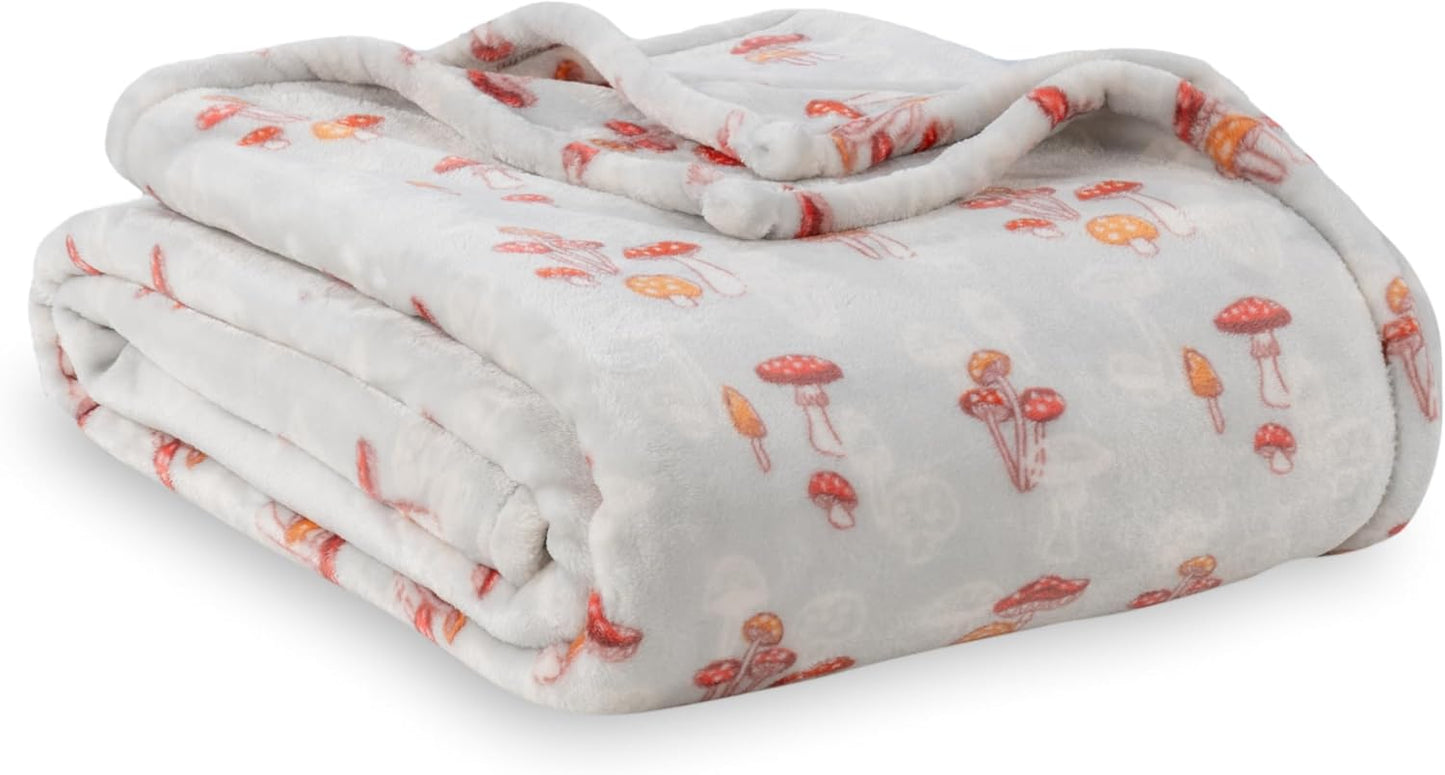 Berkshire Blanket-Classic Heavyweight Soft Printed VelvetLoft® Plush Blanket, Full/Queen Size Soft Fuzzy Warm Blanket for Couch Sofa Bed, Stripe Cream, 90in x 90in