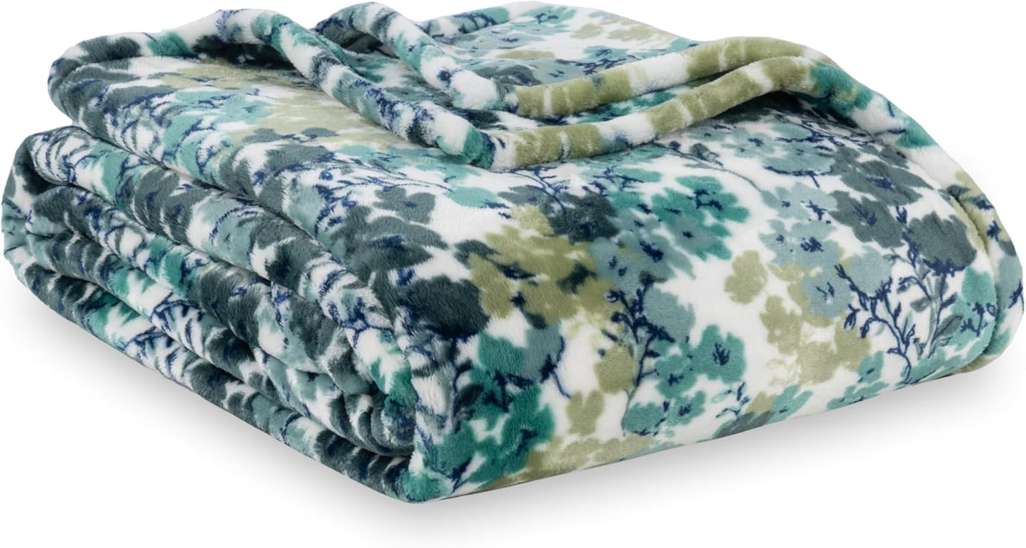Berkshire Blanket-Classic Heavyweight Soft Printed VelvetLoft® Plush Blanket, Full/Queen Size Soft Fuzzy Warm Blanket for Couch Sofa Bed, Stripe Cream, 90in x 90in