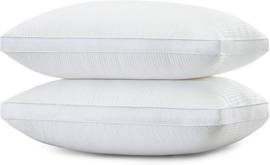 Luxury Hotel Bed Pillows Queen Size Set of 2 – Ultra-Plush Down Alternative, Cooling & Breathable Gusseted Pillows for Back, Stomach and Side Sleepers, Machine Washable