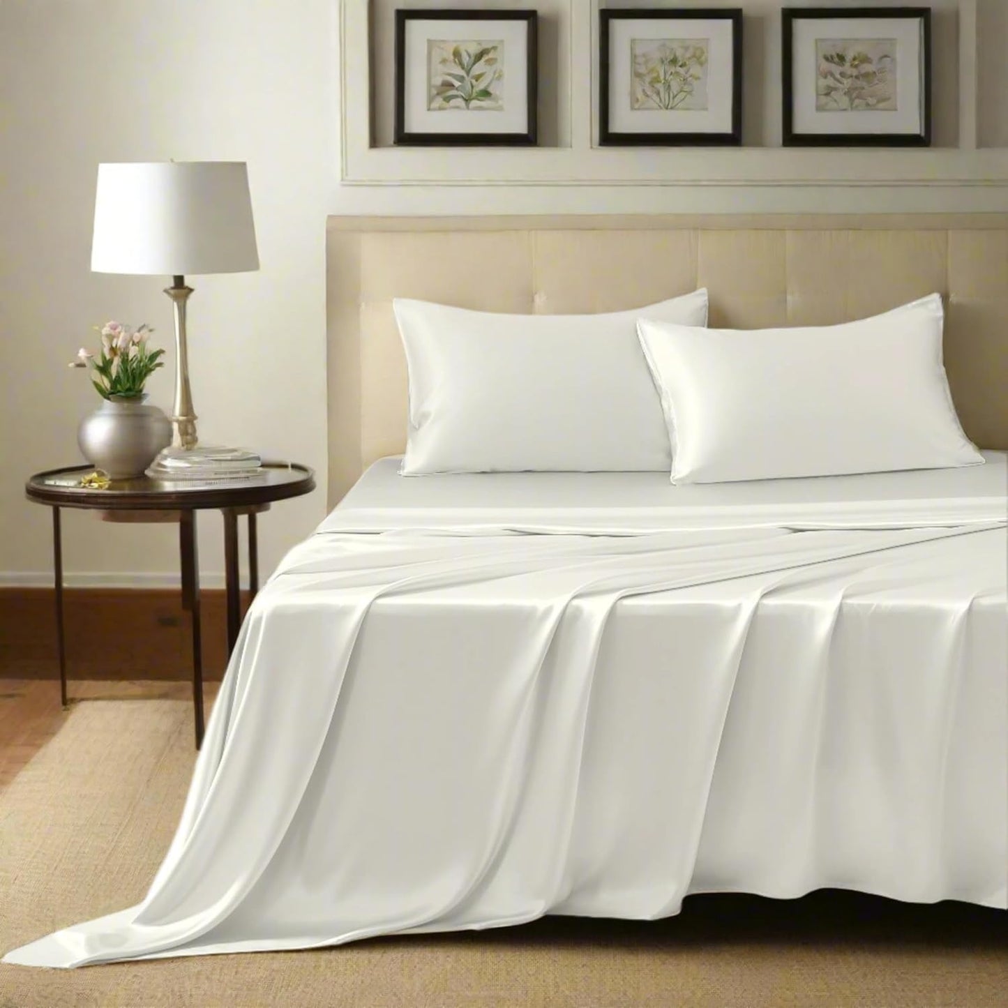 Mulberry Park 100% Pure Mulberry Silk 4-Piece Sheet Set - 19 Momme, Grade 6A - Oeko-TEX Certified - Black, King