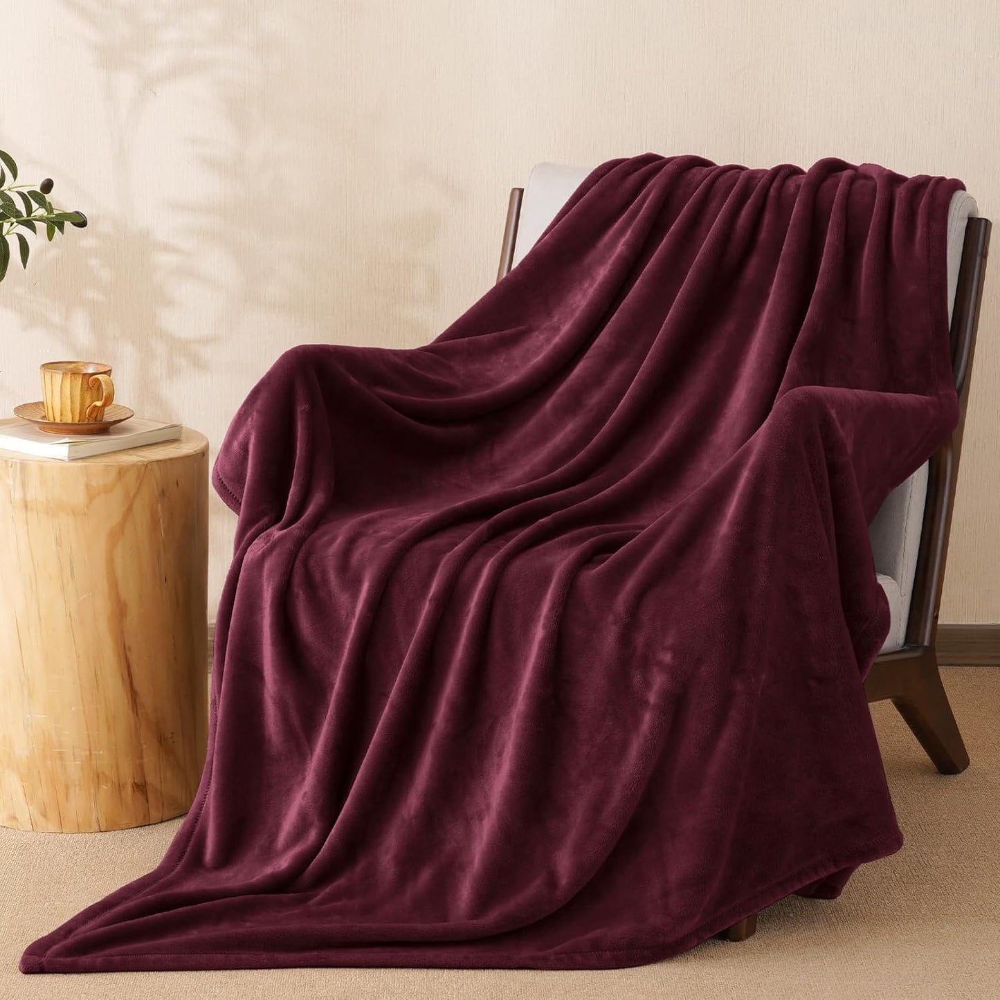 PHF Ultra Soft Fleece Blanket Twin Size, No Shed No Pilling Luxury Plush Cozy 300GSM Lightweight Blanket for Bed, Couch, Chair, Sofa Suitable for All Season, 66" x 90", Khaki