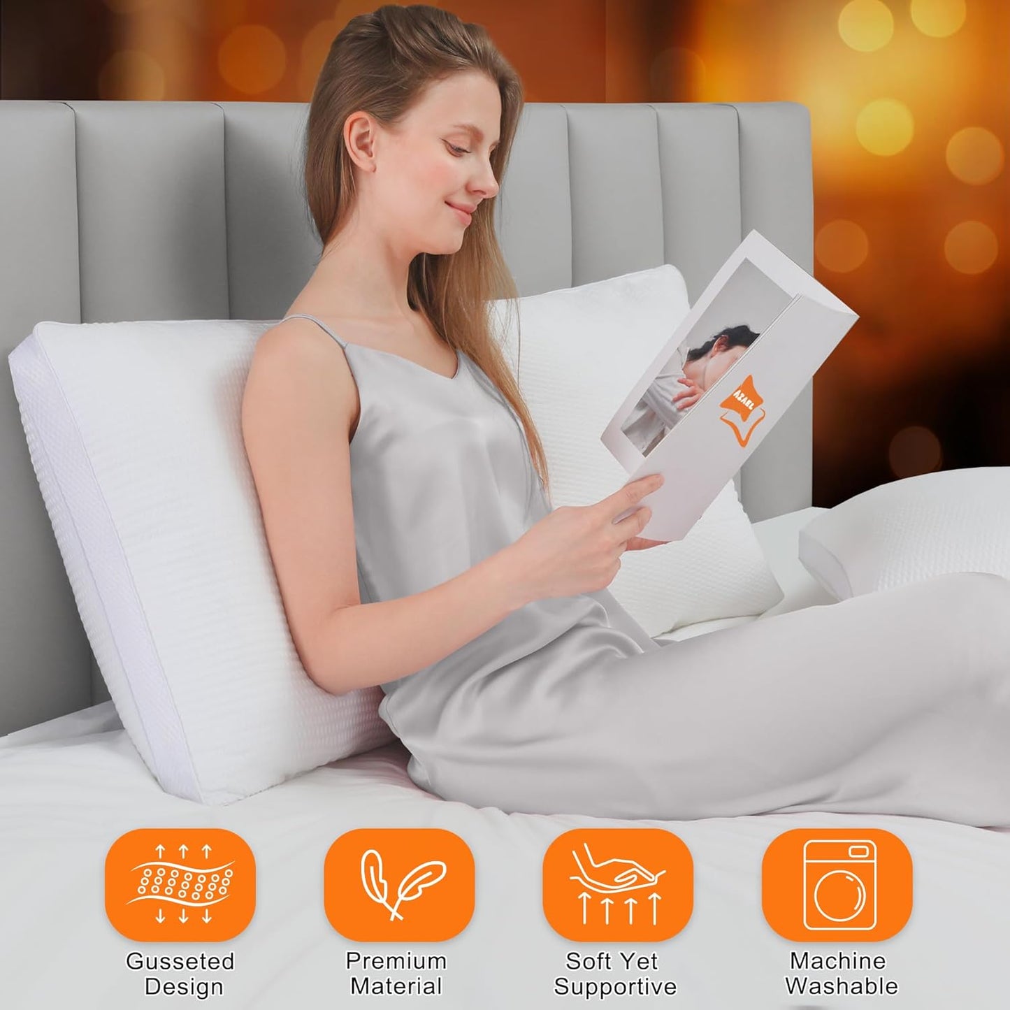 Luxury Hotel Bed Pillows Queen Size Set of 2 – Ultra-Plush Down Alternative, Cooling & Breathable Gusseted Pillows for Back, Stomach and Side Sleepers, Machine Washable