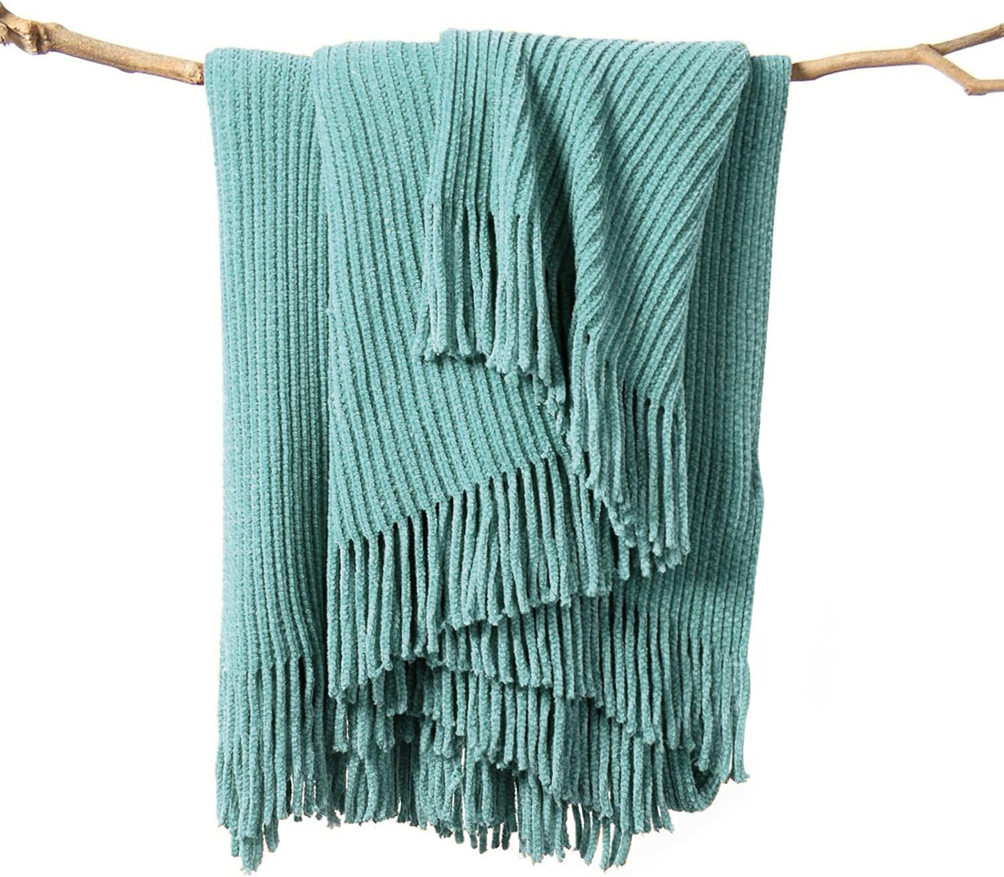 lifein Throw Blanket for Couch, Soft Boho Decor Bed Throw,Cozy White Chenille Knitted Small Farmhouse Lightweight Throw for Spring(White/Cream,50 * 60")