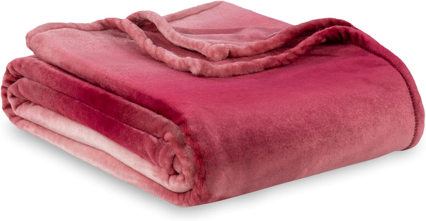 Berkshire Blanket-Classic Heavyweight Soft Printed VelvetLoft® Plush Blanket, Full/Queen Size Soft Fuzzy Warm Blanket for Couch Sofa Bed, Stripe Cream, 90in x 90in