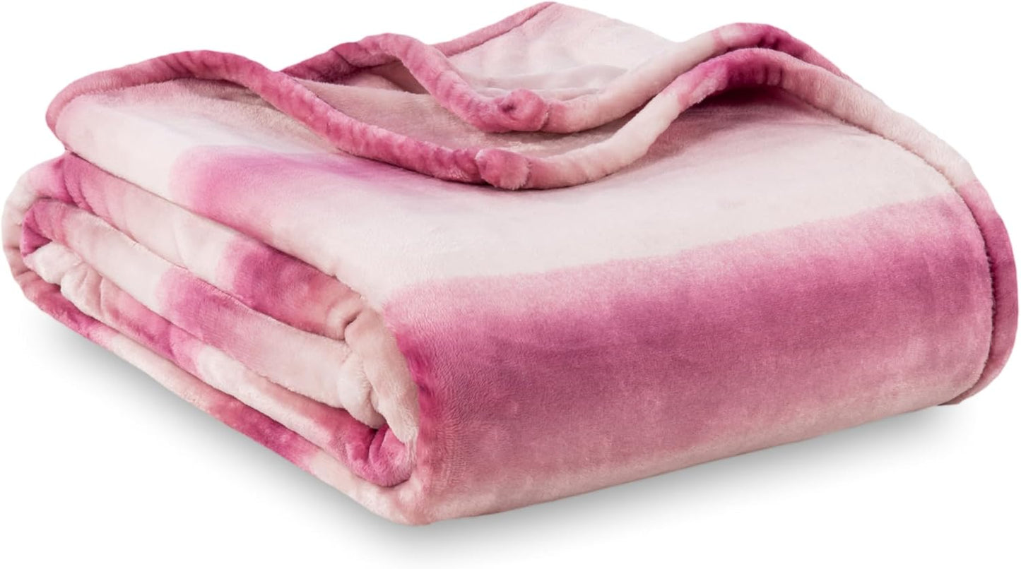 Berkshire Blanket-Classic Heavyweight Soft Printed VelvetLoft® Plush Blanket, Full/Queen Size Soft Fuzzy Warm Blanket for Couch Sofa Bed, Stripe Cream, 90in x 90in