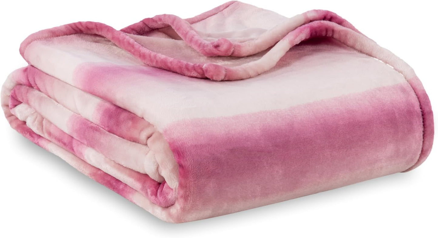 Berkshire Blanket-Classic Heavyweight Soft Printed VelvetLoft® Plush Blanket, Full/Queen Size Soft Fuzzy Warm Blanket for Couch Sofa Bed, Stripe Cream, 90in x 90in