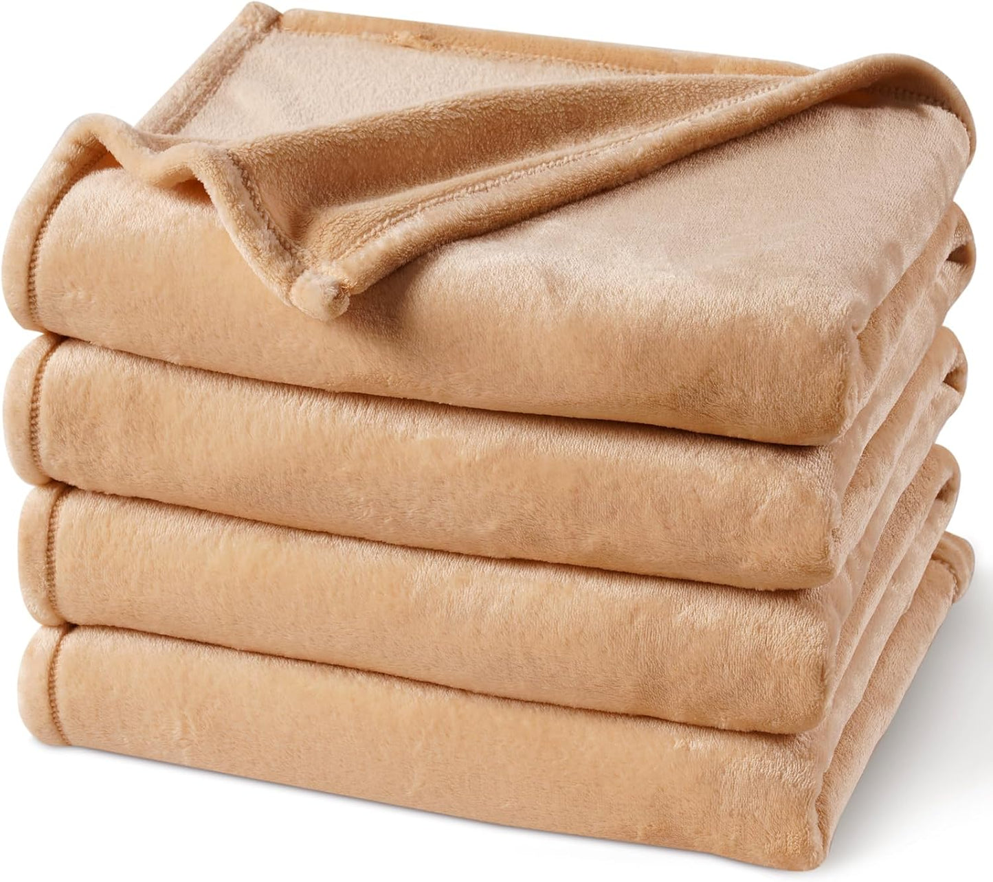 PHF Ultra Soft Fleece Blanket Twin Size, No Shed No Pilling Luxury Plush Cozy 300GSM Lightweight Blanket for Bed, Couch, Chair, Sofa Suitable for All Season, 66" x 90", Khaki
