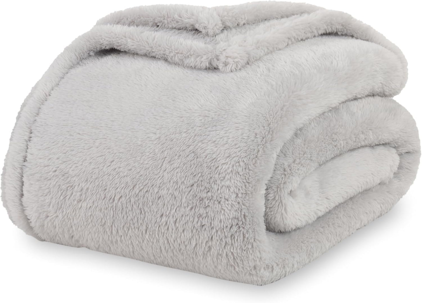 Berkshire Blanket Classic Extra-Fluffy™ Plush Throw Blanket, Soft Fuzzy Fluffy Long Hair Throw Blanket for Couch Sofa Bed, Blue Mist, 50x60 Inches
