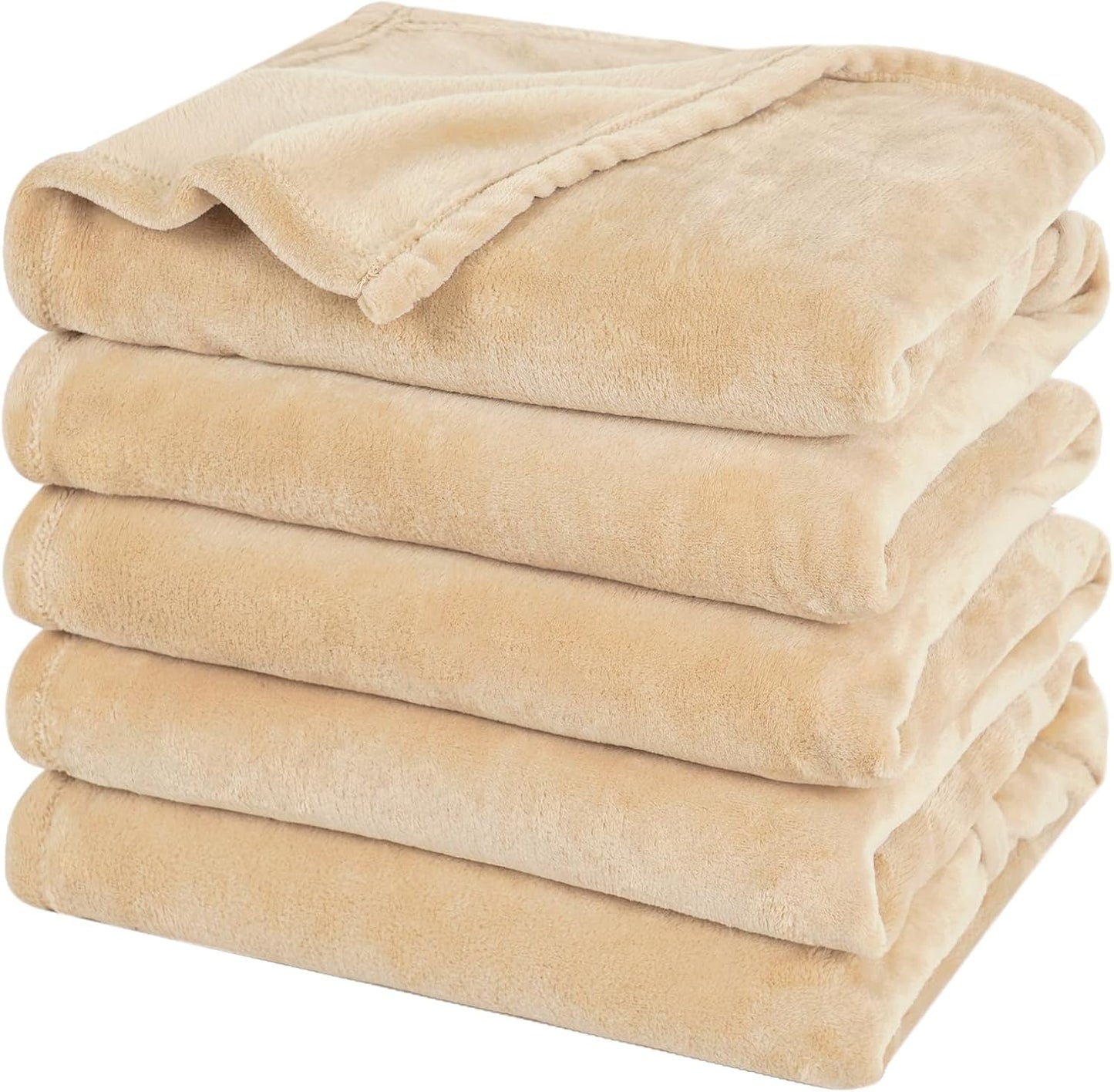 PHF Ultra Soft Fleece Blanket Twin Size, No Shed No Pilling Luxury Plush Cozy 300GSM Lightweight Blanket for Bed, Couch, Chair, Sofa Suitable for All Season, 66" x 90", Khaki