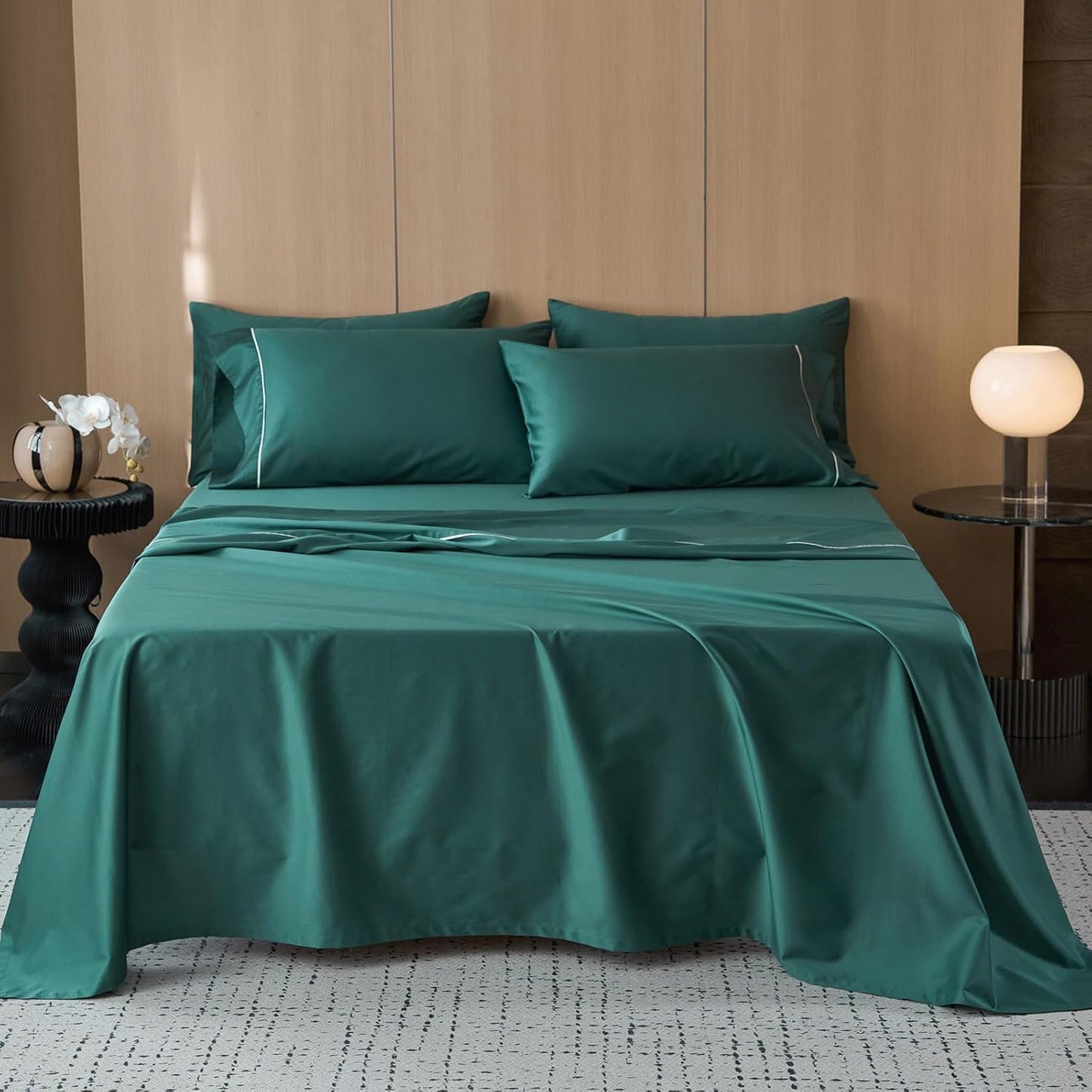 MooMee Queen Sheet Set, 100% Extra Long Staple Cotton 600TC Sateen Weave Cooling Breathable Silky Soft Luxury Hotel Quality Bed Sheets with 17" Deep Pocket - 4 Piece (Blueish Grey, Queen)
