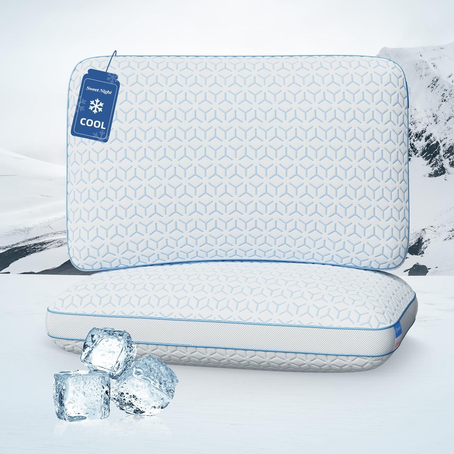 Sweetnight Bed Pillows Queen Size Set of 2, Fluffy Luxury Hotel Pillows Collection Gusseted for Neck and Shoulder, Side Back Stomach Sleeper Pillow, Cozy Night 18"X28"