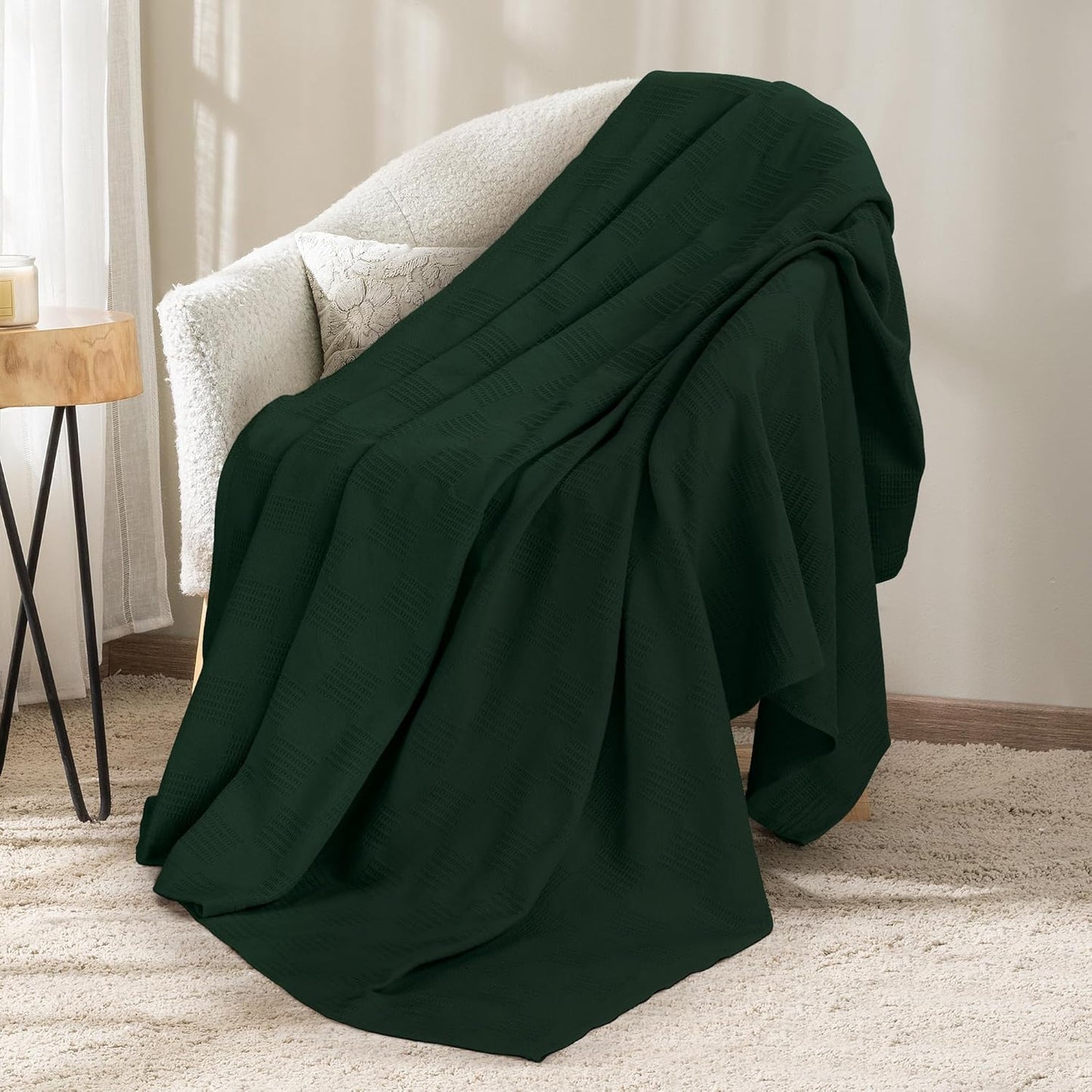 Utopia Bedding Smoke Gray 100% Cotton Blanket [Queen Size - 90x90 Inch] 350GSM Lightweight, Soft and Breathable Thermal Blanket for All Seasons