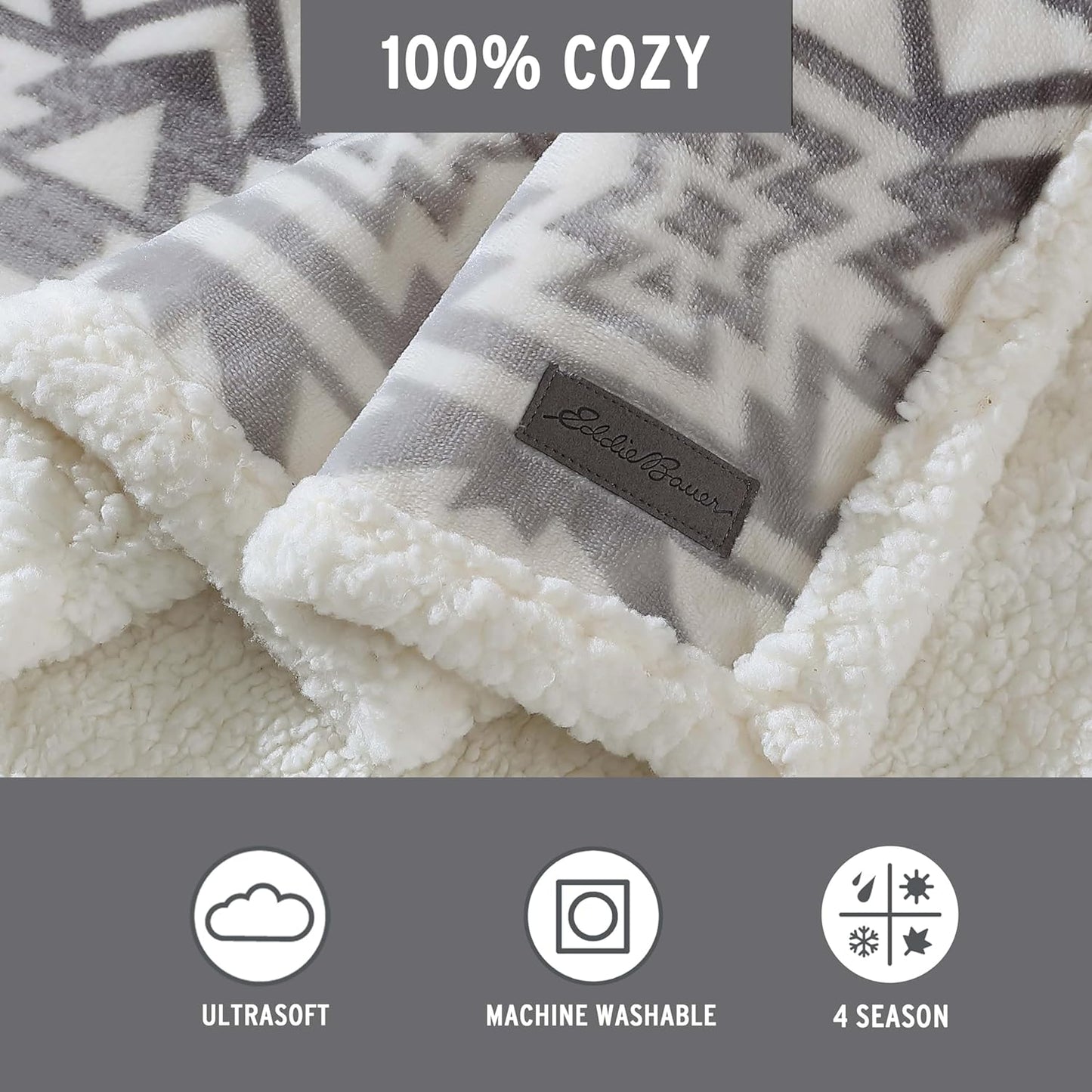 Eddie Bauer - Blanket, Super Soft Reversible Sherpa & Brushed Fleece Bedding, Throw Blankets for Couch, Ideal for Lounging (Clyde Hill Stripe)