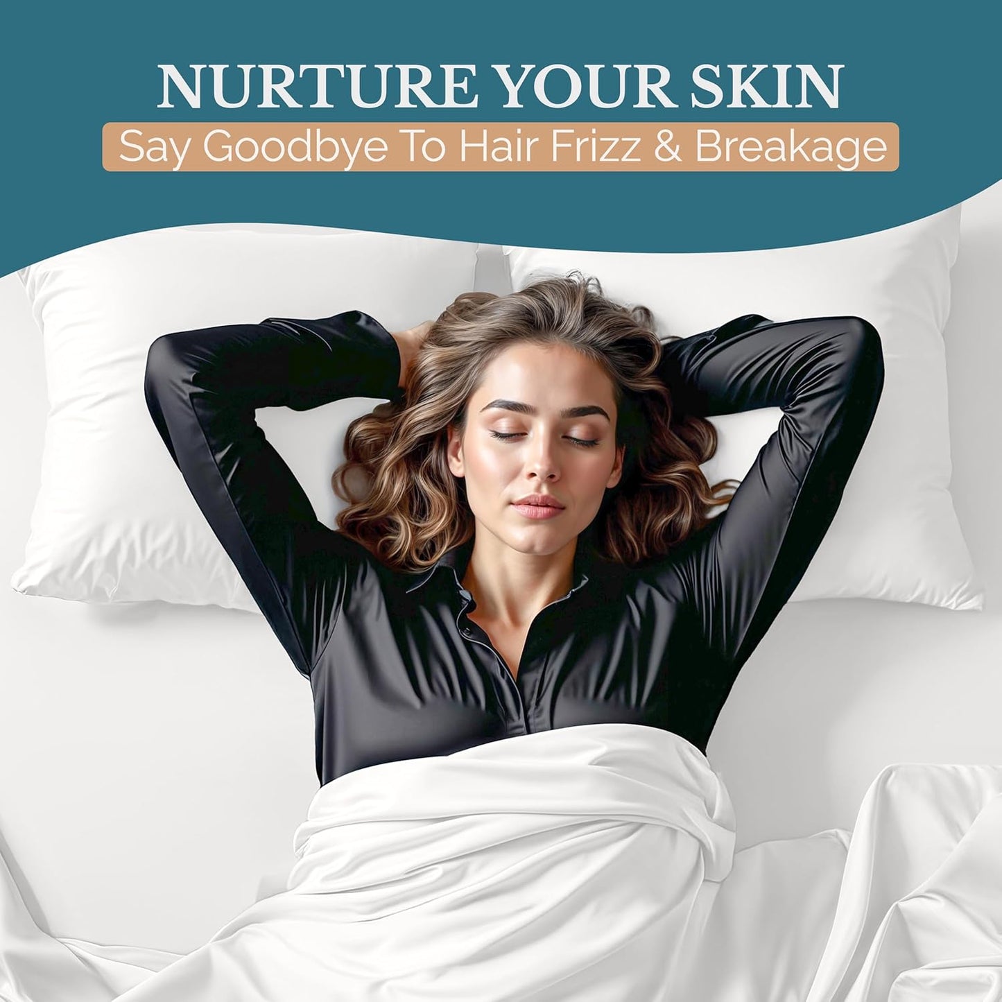 Casa Platino Satin Sheets King Size Set - 4 Pieces - Soft Like Silk - 1 Deep Pocket Fitted Sheet, 1 Flat Sheet & 2 King Pillowcases - Beneficial for Hair & Skin - Wrinke Free - White Bed Sheets Set