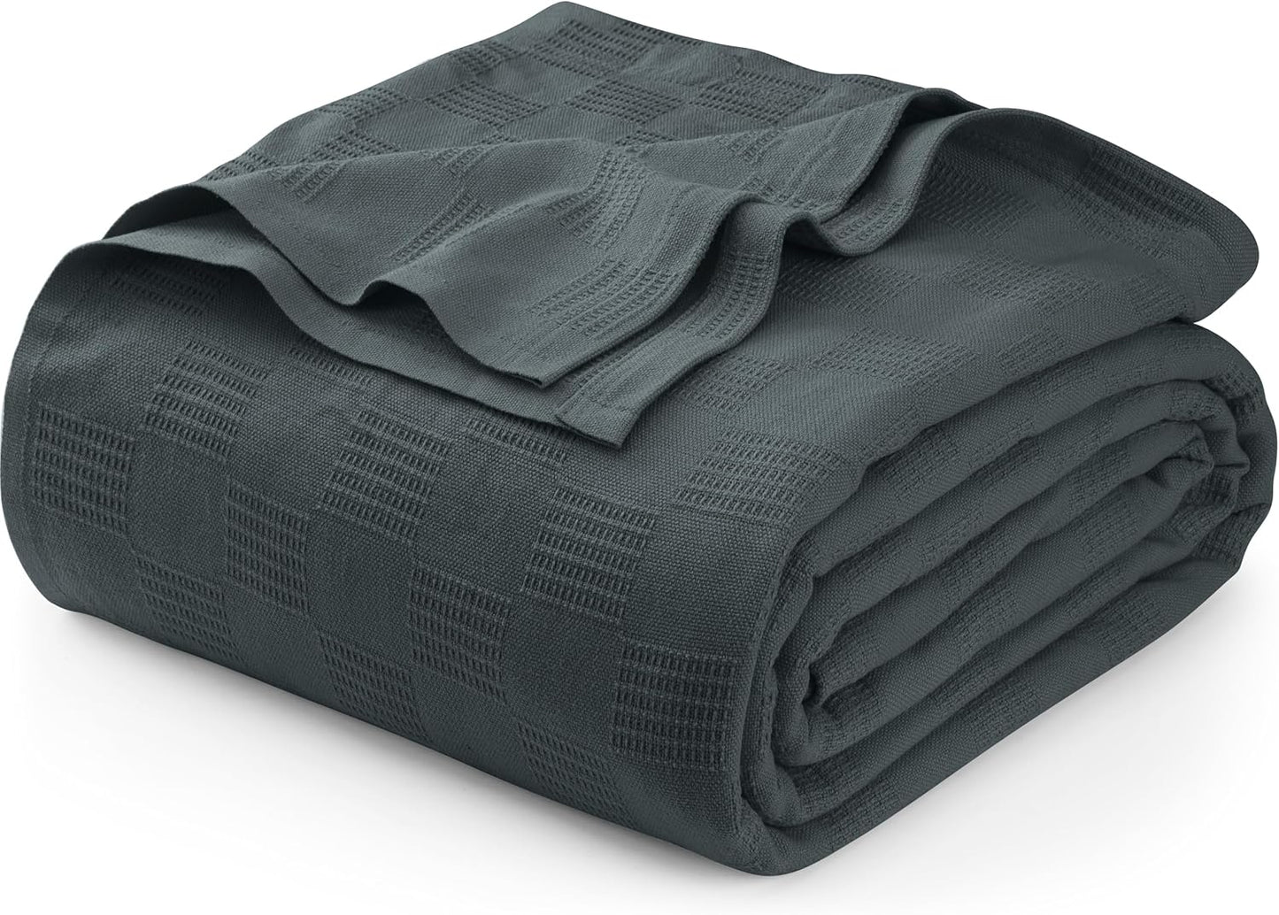 Utopia Bedding Smoke Gray 100% Cotton Blanket [Queen Size - 90x90 Inch] 350GSM Lightweight, Soft and Breathable Thermal Blanket for All Seasons