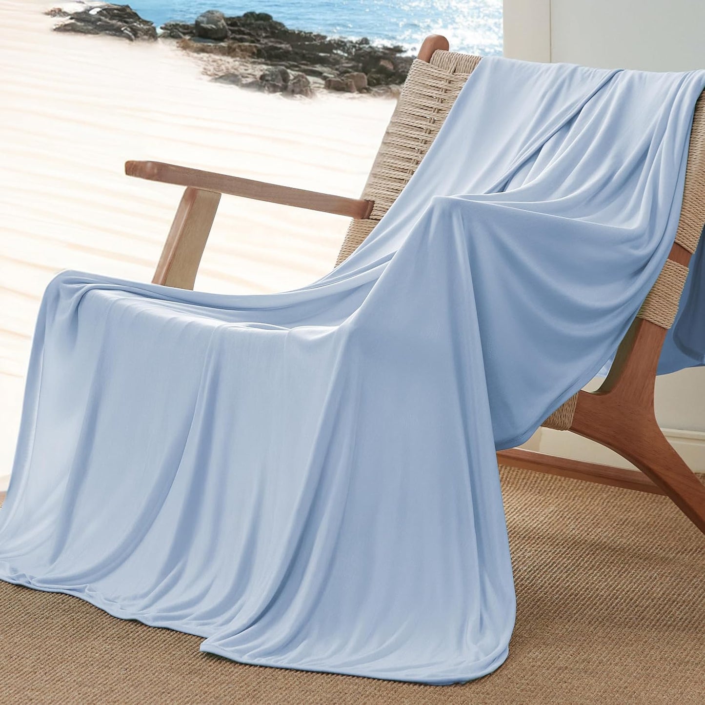 Bedsure Cooling Blanket for Hot Sleepers - Cold Blanket Queen Size for Sleeping, Ice Summer Cool Bedding with Rayon Derived from Bamboo, Lightweight Arc-Chill Thin Room Bed Cooling Essentials, 90x90