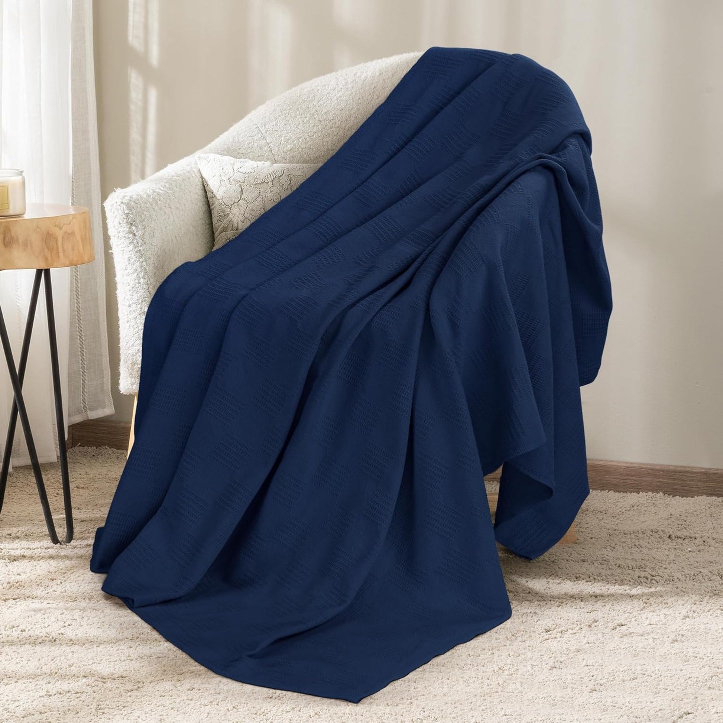Utopia Bedding Smoke Gray 100% Cotton Blanket [Queen Size - 90x90 Inch] 350GSM Lightweight, Soft and Breathable Thermal Blanket for All Seasons