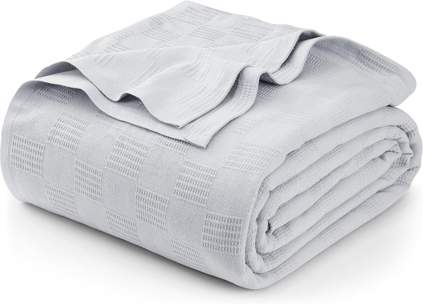 Utopia Bedding Smoke Gray 100% Cotton Blanket [Queen Size - 90x90 Inch] 350GSM Lightweight, Soft and Breathable Thermal Blanket for All Seasons