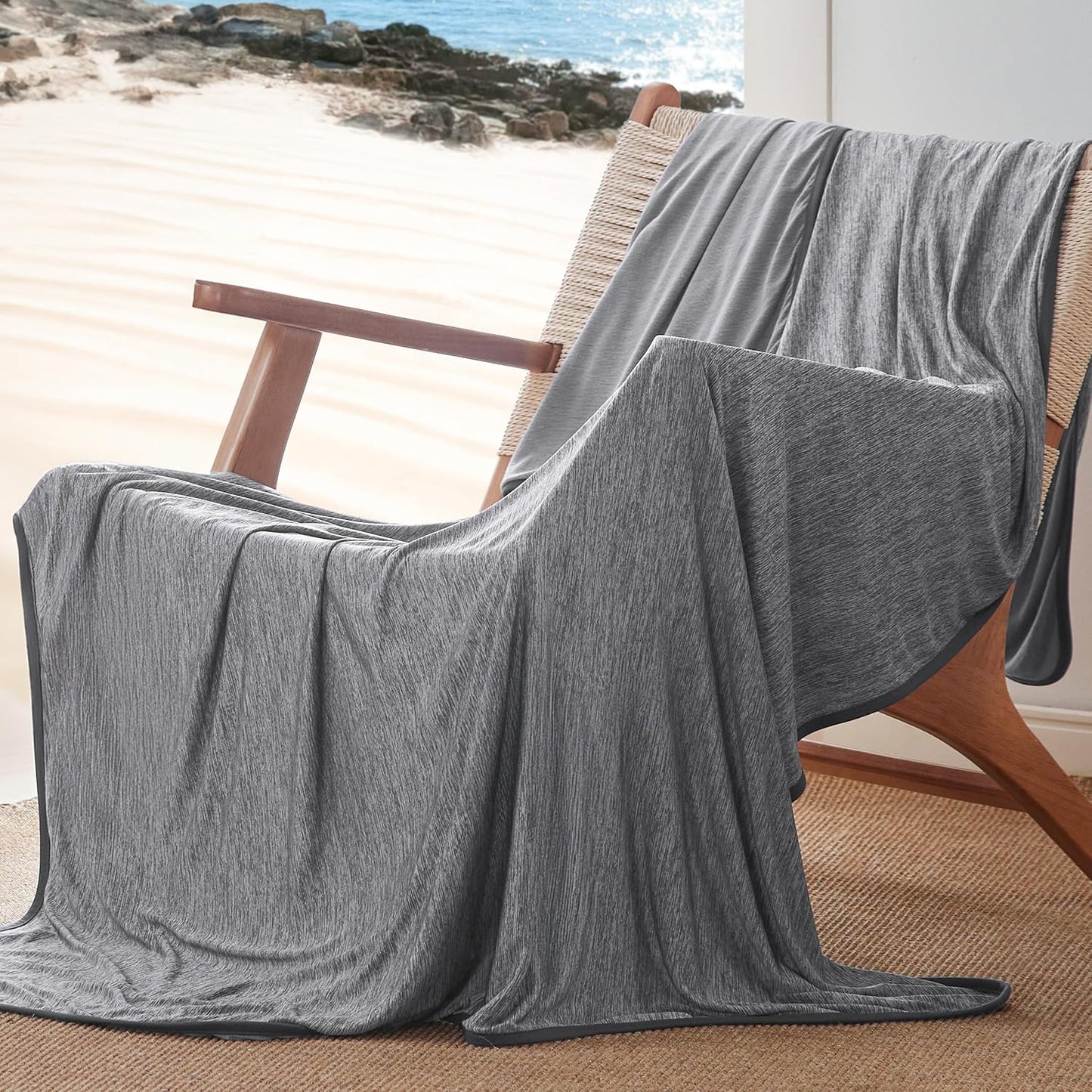 Bedsure Cooling Blanket for Hot Sleepers - Cold Blanket Queen Size for Sleeping, Ice Summer Cool Bedding with Rayon Derived from Bamboo, Lightweight Arc-Chill Thin Room Bed Cooling Essentials, 90x90