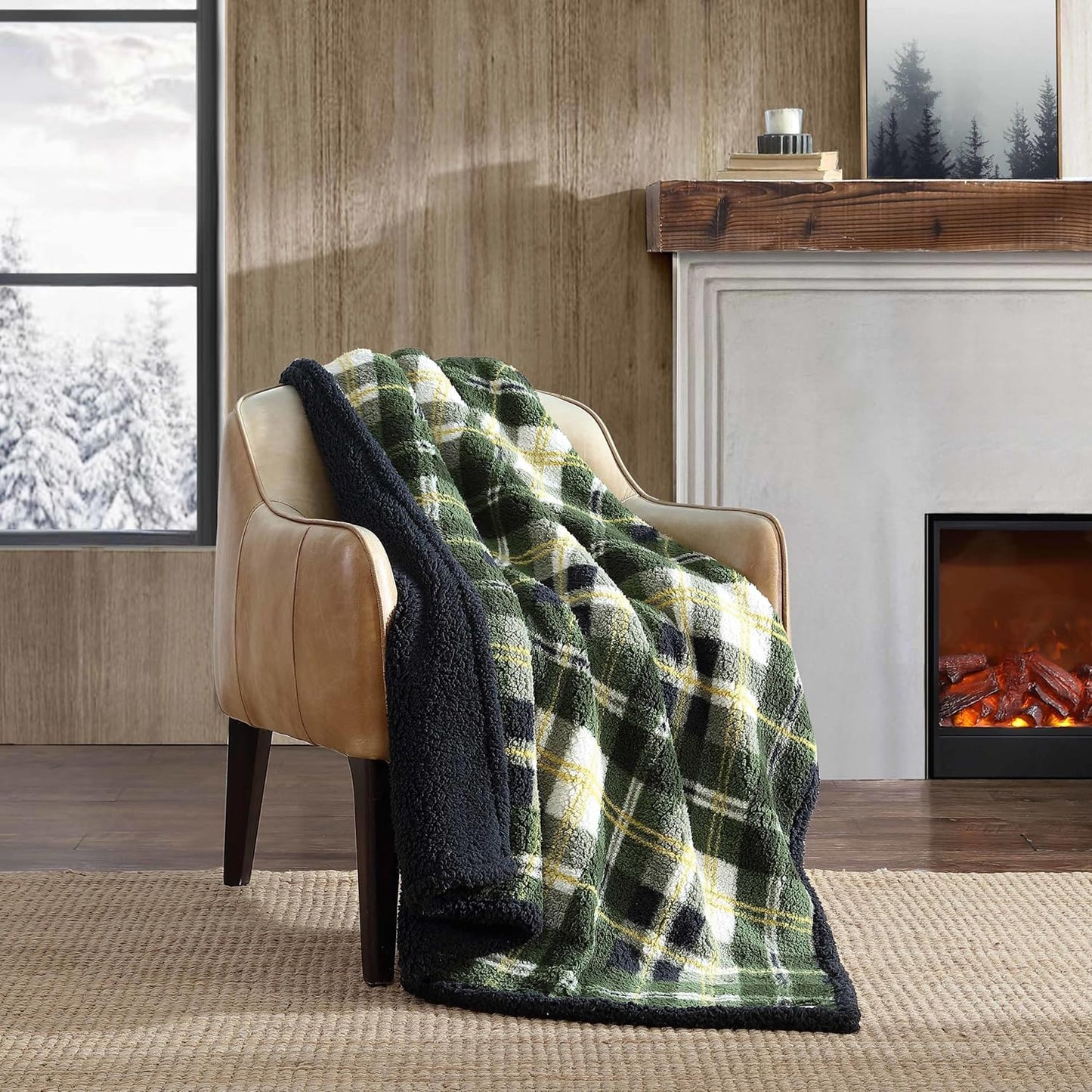 Eddie Bauer - Blanket, Super Soft Reversible Sherpa & Brushed Fleece Bedding, Throw Blankets for Couch, Ideal for Lounging (Clyde Hill Stripe)