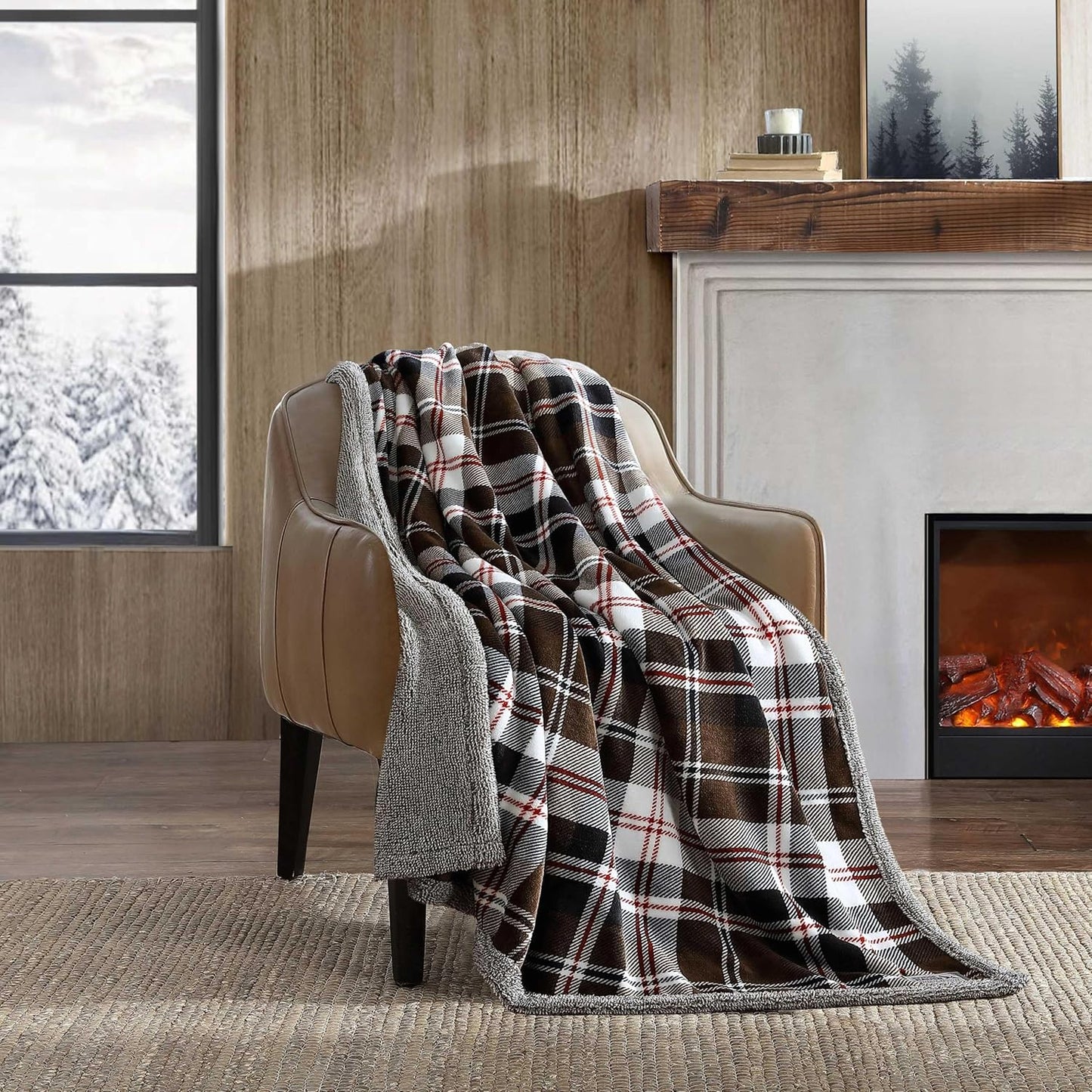 Eddie Bauer - Blanket, Super Soft Reversible Sherpa & Brushed Fleece Bedding, Throw Blankets for Couch, Ideal for Lounging (Clyde Hill Stripe)