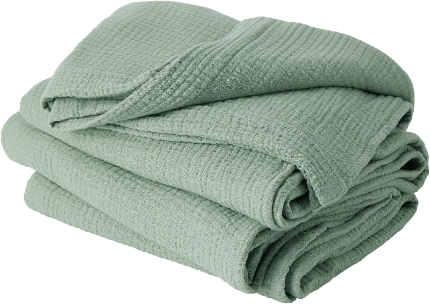 Bedsure 100% Cotton Muslin Throw Blanket Large 50x70 Inches - 4-Layer Breathable and Lightweight Thin Soft Summer Gauze Muslin Blankets for Adults, Linen Beige, Boho Cotton Throw for Couch