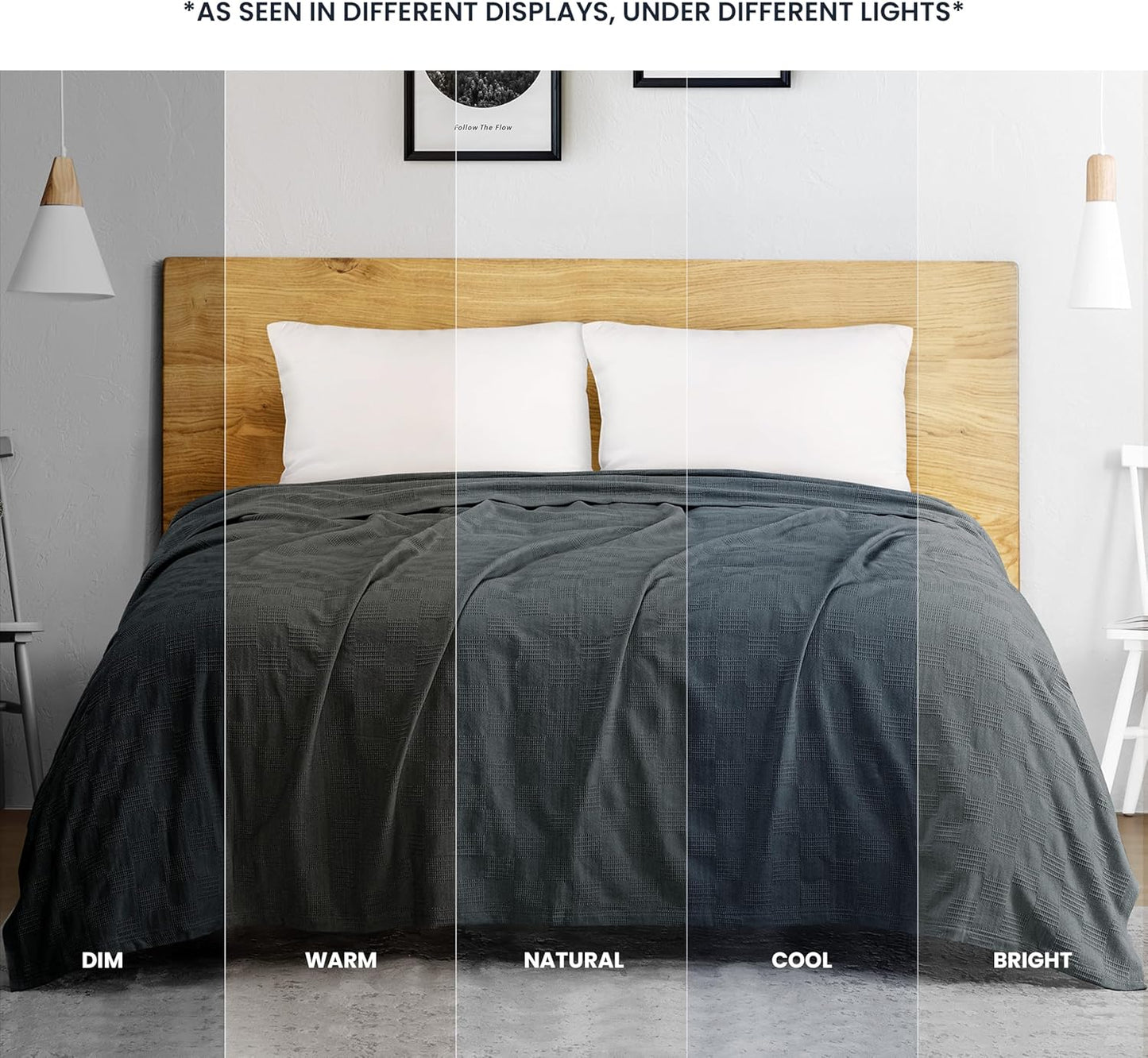 Utopia Bedding Smoke Gray 100% Cotton Blanket [Queen Size - 90x90 Inch] 350GSM Lightweight, Soft and Breathable Thermal Blanket for All Seasons