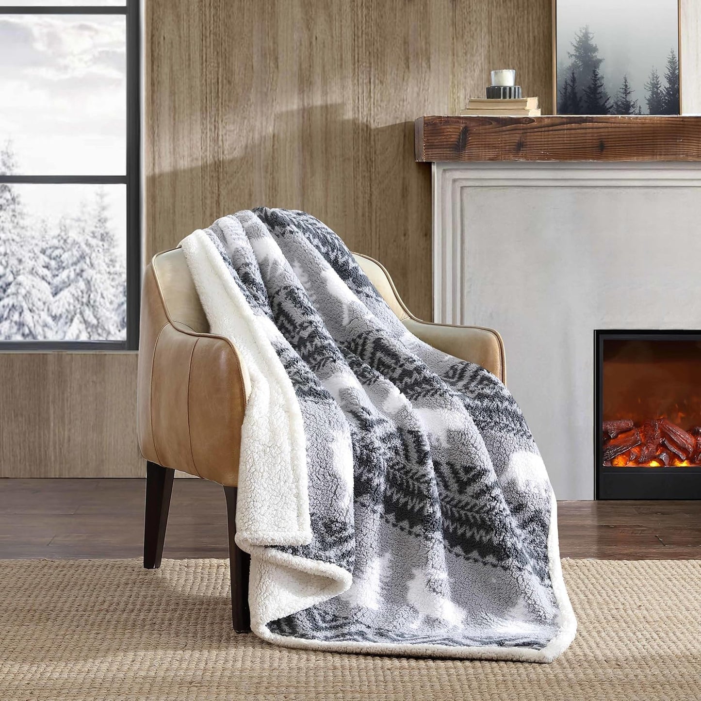Eddie Bauer - Blanket, Super Soft Reversible Sherpa & Brushed Fleece Bedding, Throw Blankets for Couch, Ideal for Lounging (Clyde Hill Stripe)