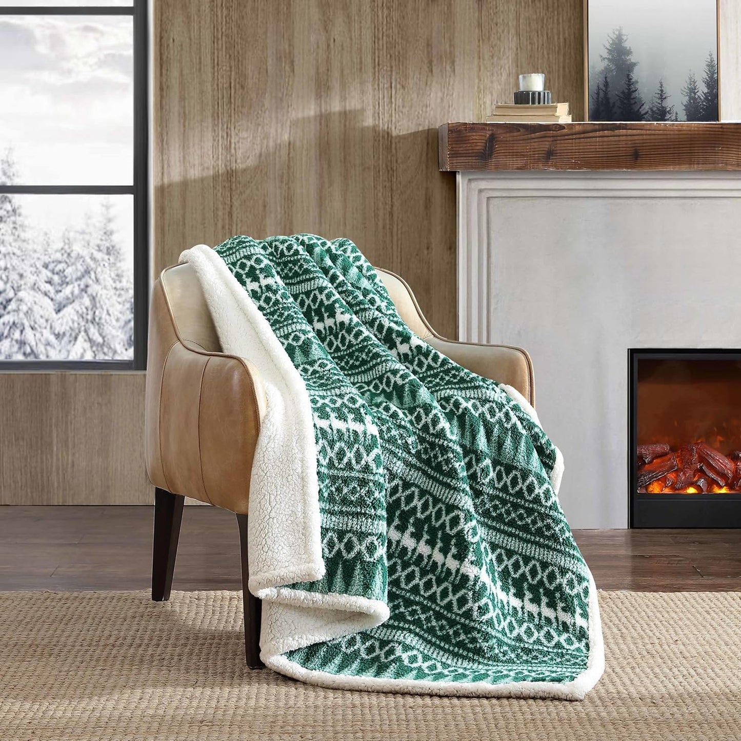 Eddie Bauer - Blanket, Super Soft Reversible Sherpa & Brushed Fleece Bedding, Throw Blankets for Couch, Ideal for Lounging (Clyde Hill Stripe)