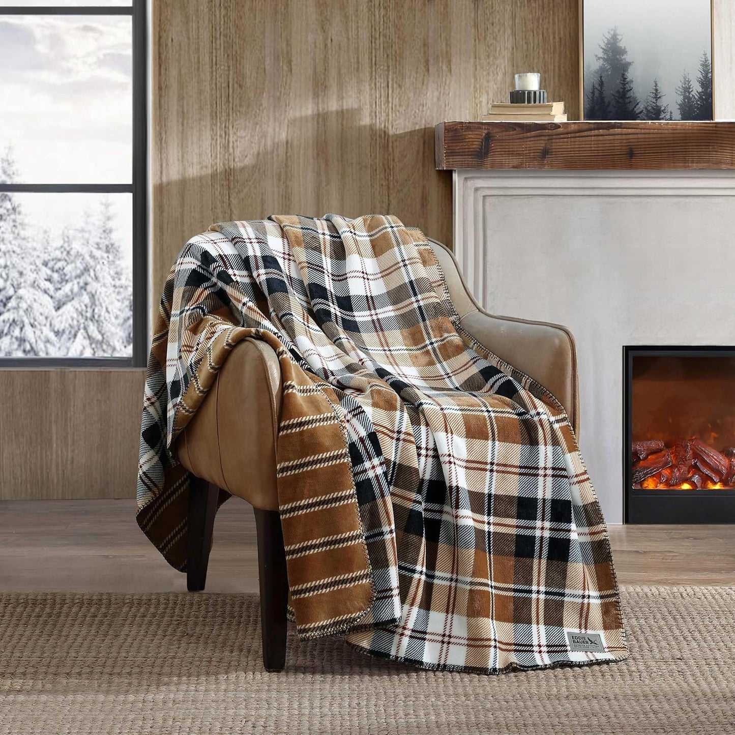 Eddie Bauer - Blanket, Super Soft Reversible Sherpa & Brushed Fleece Bedding, Throw Blankets for Couch, Ideal for Lounging (Clyde Hill Stripe)