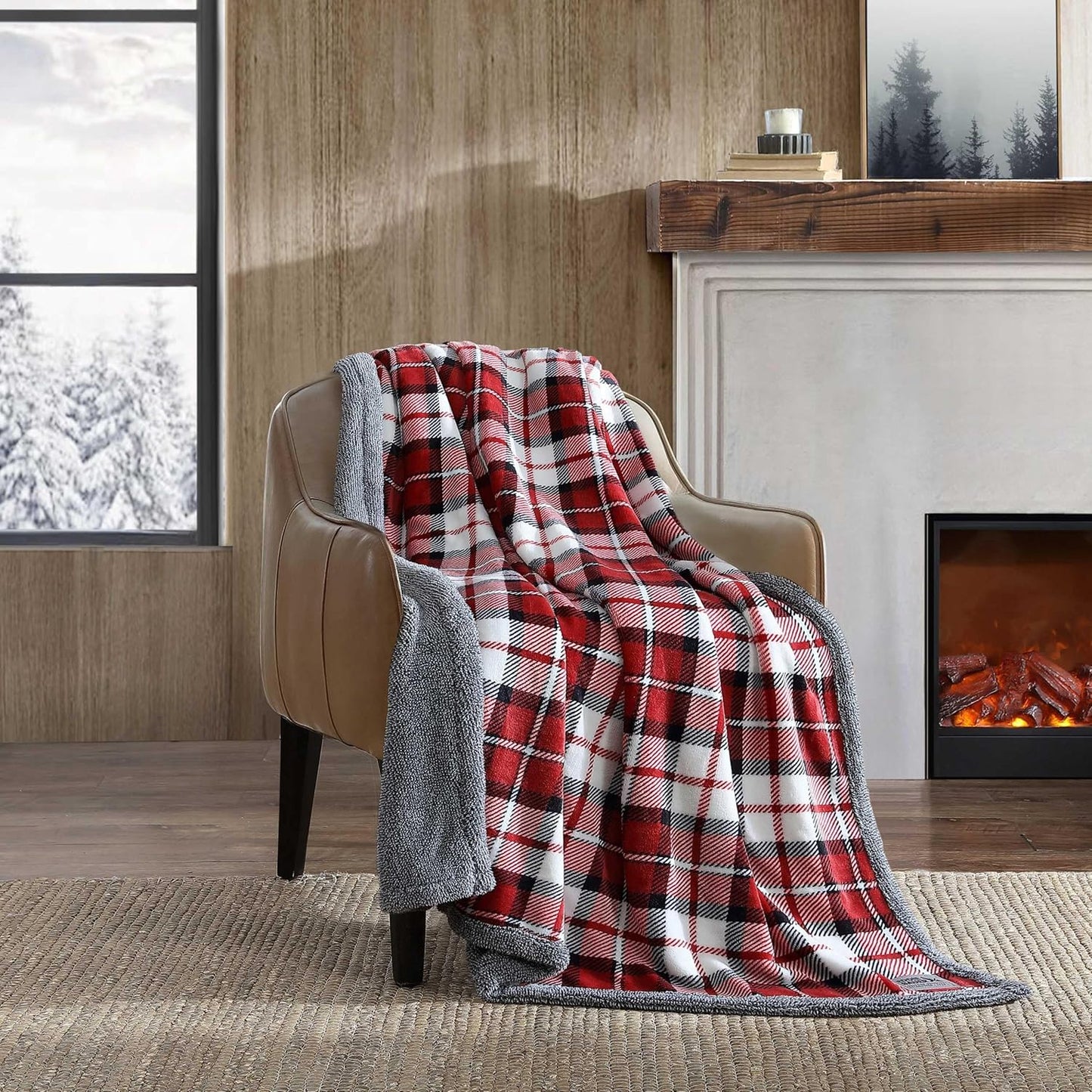 Eddie Bauer - Blanket, Super Soft Reversible Sherpa & Brushed Fleece Bedding, Throw Blankets for Couch, Ideal for Lounging (Clyde Hill Stripe)